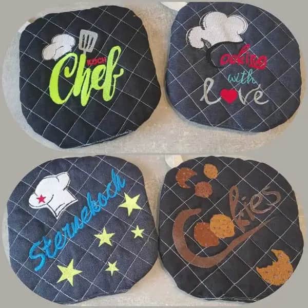 ITH Stickdatei Topfi Topflappen mit Motiven