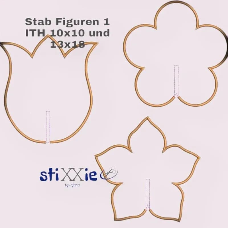 ITH Stickdatei Stabfiguren Blumen 5