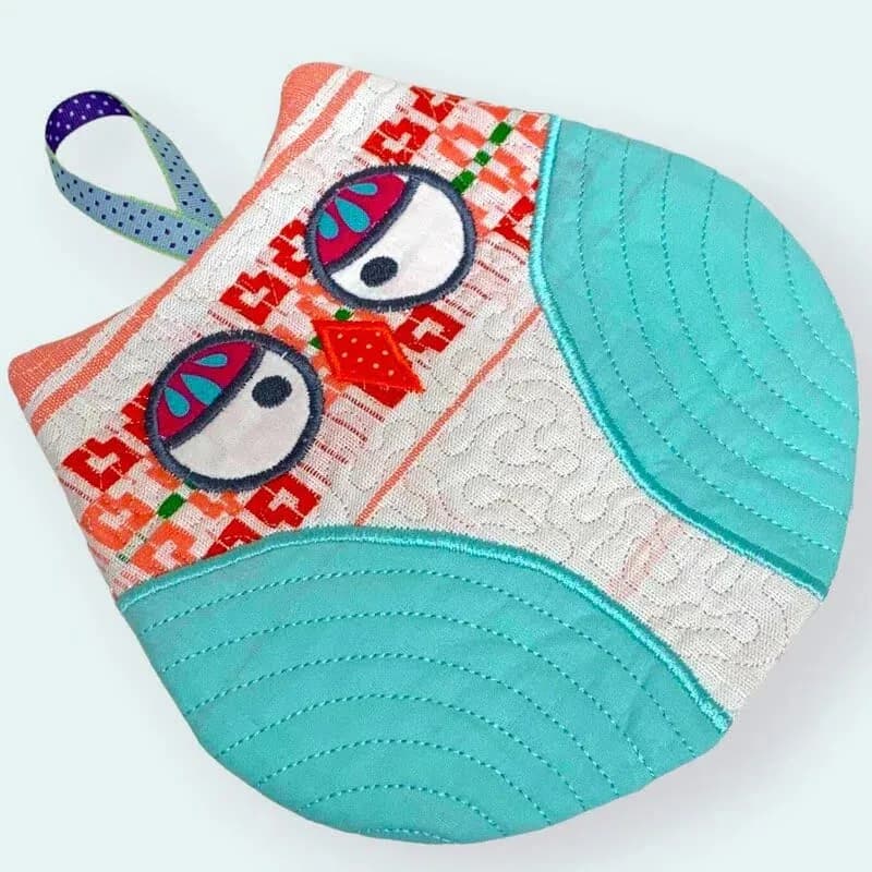 ITH Stickdatei Topflappen Eule 2