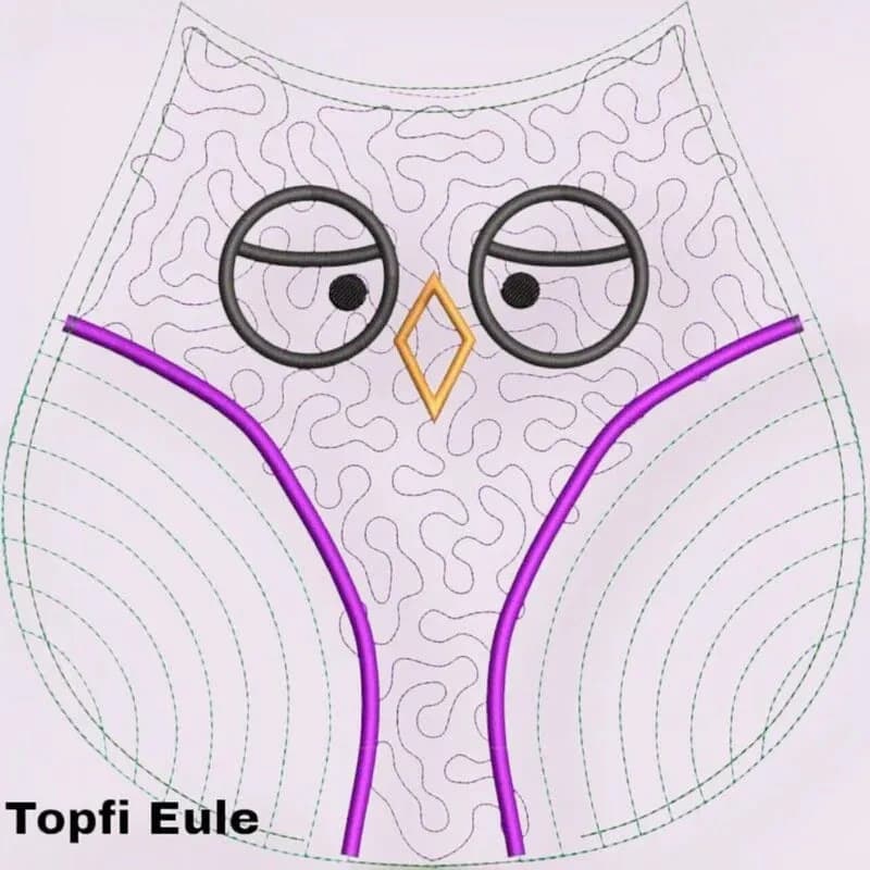 ITH Stickdatei Topflappen Eule 3