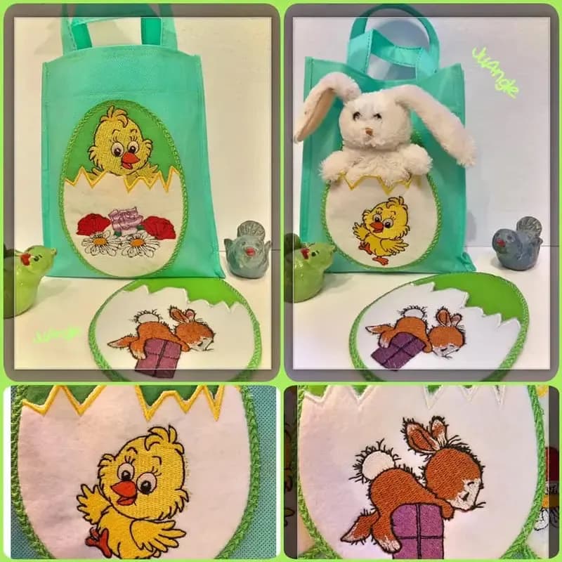 ITH Stickdatei Ostertasche Osterei – Süße Bestecktasche 3