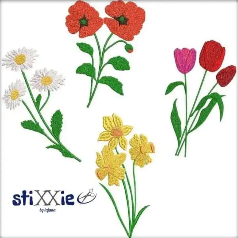Stickdatei Blumen Set 4-er 2