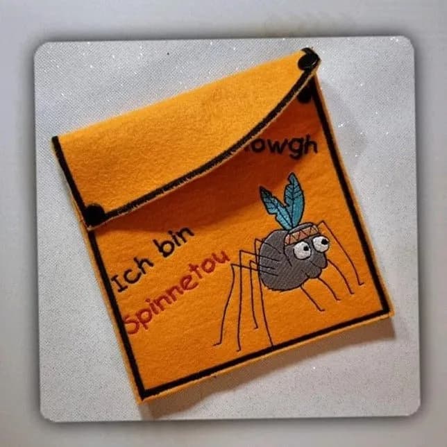 Stickdatei Spinne mit Spruch 3