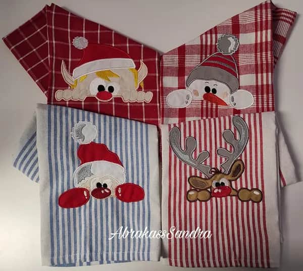 Stickdatei Weihnachten Set 4-er Applikationen Weihnachtsmotive