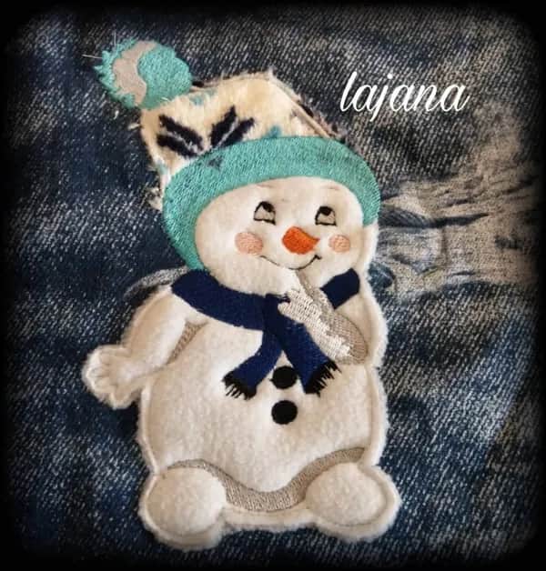 Stickdatei Schneemann Doodle Applikation