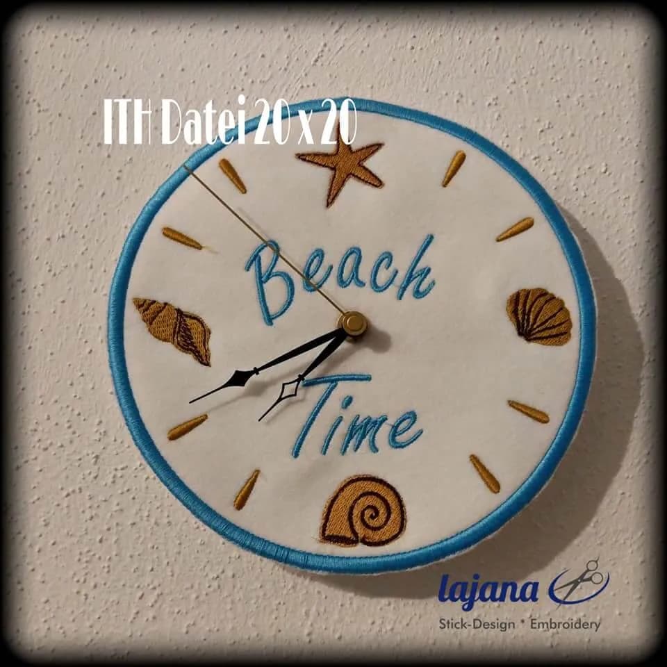 ITH Stickdatei Uhr Beachtime 🏖️