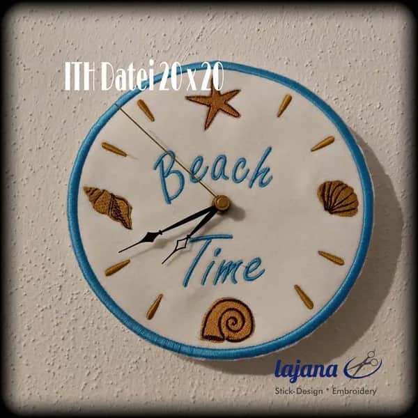 ITH Stickdatei Uhr Beachtime 🏖️