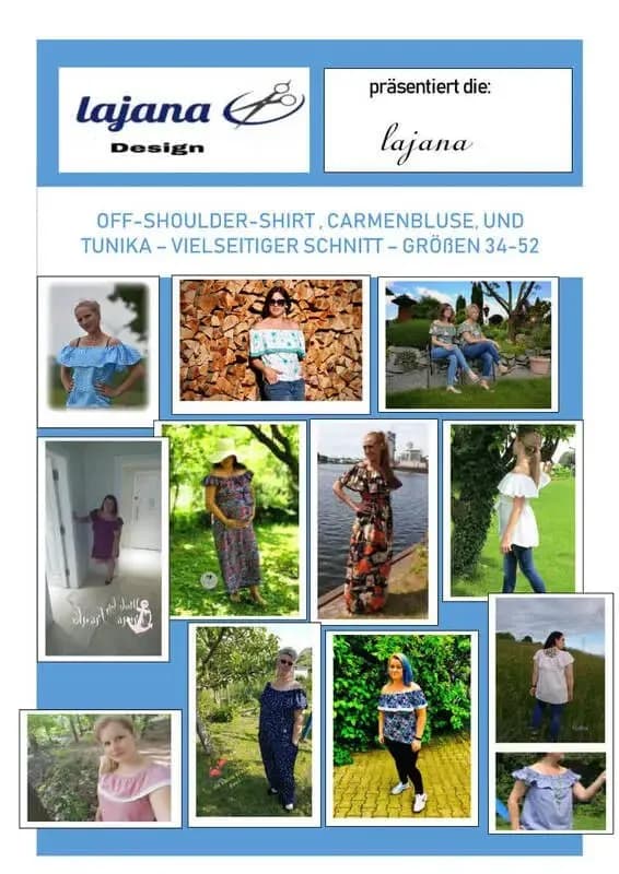 Carmenbluse Schnittmuster E-Book lajana Off-Shoulder-Shirt