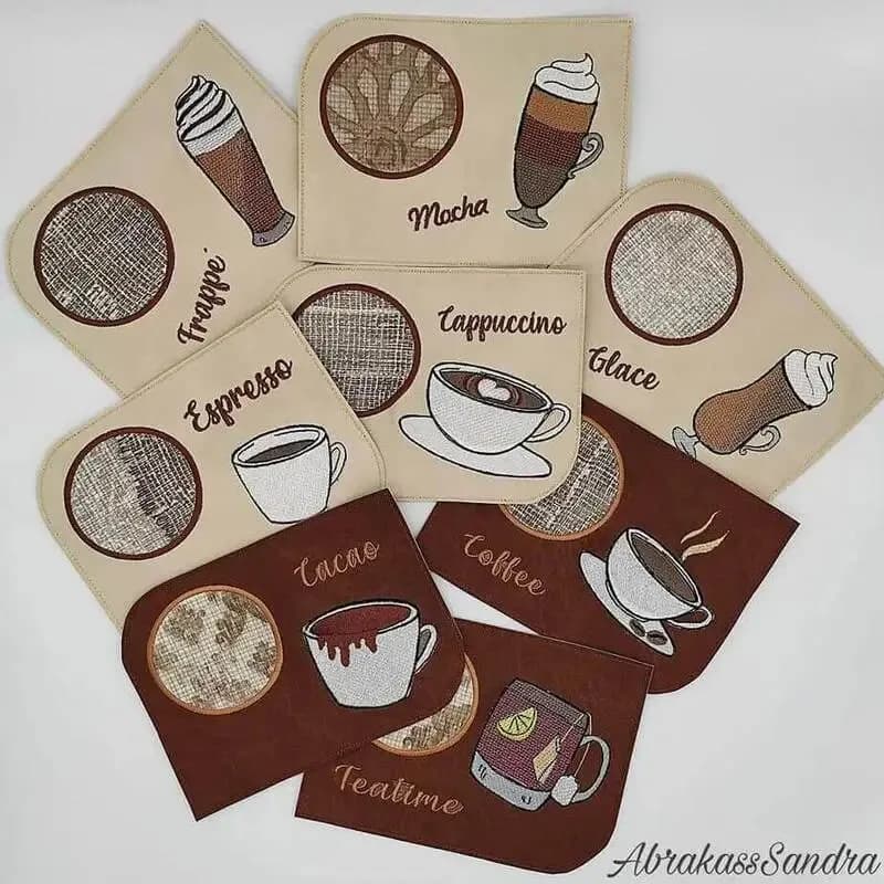ITH Stickdatei Set Tassenlounge Kaffee und Einzelmotive