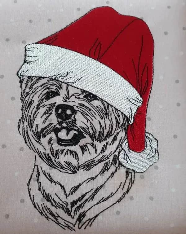 Stickdatei Hund Westie Nikolaus Kritzel
