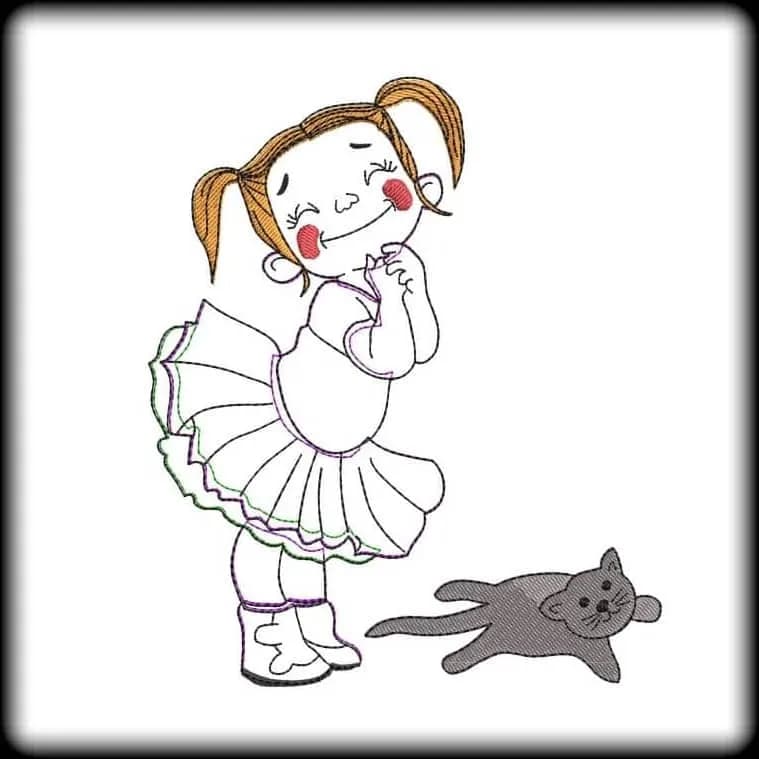 Stickdatei Mädchen Mimi Doodle Applikation