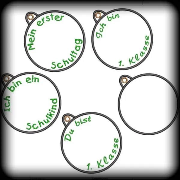 ITH Stickdatei Plaketten Schulanfang